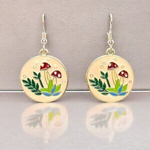 Mushroom Enamel Drop Earrings